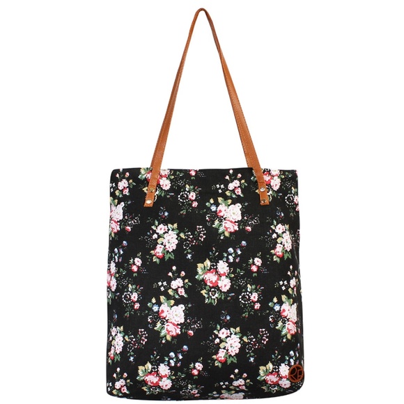 SALE! Floral Print Tote Bag - Picture 1 of 7